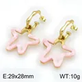 Boucles d'oreilles créoles étoiles en résine rose et acier inoxydable doré élégant - 29x28mm / Or/Rose (KE134624-SP)
