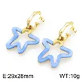 Boucles d'oreilles en acier inoxydable doré avec pendentifs étoile en résine bleue - 29x28mm / Or/Bleu Ciel (KE134626-SP)