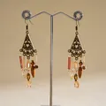 Boucles d'oreilles bohèmes vintage avec détails géométriques en métal et résine - 6# Style Crochet d'Oreille / Brun doré