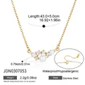 Gold stainless steel necklace with pearl and zircon pendant dimensions and details - Smile Geometric Pendant (JDN0307053) / Gold