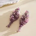 Boucles d'oreilles pendantes faites à la main en perles violettes et lavande pour femmes - 47# Style Tige en Argent / Violet-Vert