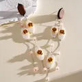 Boucles d'oreilles élégantes style chinois avec plaques en résine et roses dorées. - 50# Style Tige en Argent / Argent-Or-Blanc
