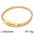 Gold-toned stainless steel Franco chain bracelet with a square clasp, 200mm length - Length 200mm x Width 4mm / Gold