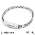 Durable silver stainless steel Franco chain bracelet with square clasp, 195mm length - Length 195mm x Width 4mm / Silver
