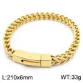 Gold-plated stainless steel Franco chain bracelet featuring a secure square clasp 210mm - Length 210mm x Width 6mm / Gold