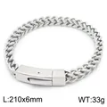 Polished silver stainless steel franco chain bracelet with square clasp, size 210x6mm - Length 210mm x Width 6mm / Silver
