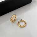 18k gold plated hexagonal honeycomb hoop earrings with sparkling cubic zirconia stones - Clasp Back / Gold