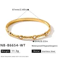 Detailansicht des 18k vergoldeten Edelstahlarmbands mit ovalen Zirkonia und Daten - Transparenter Stil (NB-B6654-WT)