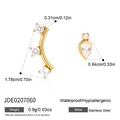Hypoallergene vergoldete Edelstahl-AB-Ohrstecker mit CZ-Steinen und Abmessungen - Tropfen- und Geometrischer AB-Stil (JDE0207060) / Gold