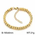 Gold plated stainless steel beaded bracelet, 6mm round beads, 190mm length - 6mm Beads (19cm) / Gold