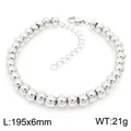 High-polished stainless steel round bead bracelet featuring an adjustable lobster clasp - 6mm Beads (19.5cm) / Steel
