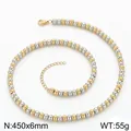 Two-tone gold and silver stainless steel round bead necklace with lobster clasp - 6mm Beads (45cm) / Two-tone (Gold & Silver)