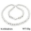 High-quality polished stainless steel round bead necklace with 6mm silver beads - 6mm Beads (45cm) / Steel