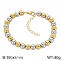 Two-tone gold and silver stainless steel beaded bracelet with 8mm round beads SKU display - 8mm Beads (19cm) / Two-tone (Gold & Silver)