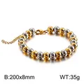 Elegant two-tone gold and silver beaded bracelet in polished stainless steel for women - 8mm Beads (20cm) / Two-tone (Gold & Silver)