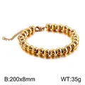 Elegant golden stainless steel beaded bracelet, 200x8mm dimensions, weighing 35g - 8mm Beads (20cm) / Gold