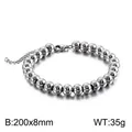 High polished stainless steel round bead bracelet with 8mm beads and 35g weight - 8mm Beads (20cm) / Steel