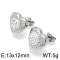 Boucles d'oreilles cœur en acier titane avec cristaux scintillants, 13x12mm, 5g - Style Cœur (KE56248-Z)