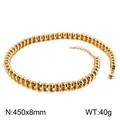 Elegant polished gold stainless steel bead necklace, size 450x8mm, total weight 40g - 8mm Beads (45cm) / Gold