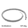 Minimalist stainless steel beaded necklace with 8mm silver round beads - 8mm Beads (45cm) / Steel