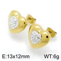 Élégantes boucles d'oreilles cœur en acier titane doré avec pavé de cristaux brillants - Style Cœur (KE96579-Z)