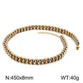 Fashionable two-tone gold and silver stainless steel beaded necklace with 8mm balls, 40g - 8mm Beads (45cm) / Two-tone (Gold & Silver)