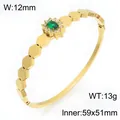 Bracelet jonc vintage tournesol en acier inoxydable doré 18K avec un cristal vert élégant - Pierre Principale Verte (KB216250-SP) / Or