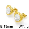 Élégantes boucles d'oreilles cœur en acier titane doré avec des cristaux étincelants de luxe - Style Cœur (KE96582-Z)