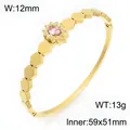 Bracelet vintage en acier inoxydable plaqué or 18 carats avec cristal tournesol rose - Pierre Principale Rose (KB216252-SP) / Or