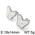 Boucles d'oreilles papillon en acier titane avec strass étincelants argentés - Style Papillon (KE96583-Z)