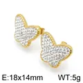 Élégantes boucles d'oreilles papillon dorées avec cristaux étincelants en acier titane - Style Papillon (KE96584-Z)