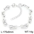 Stainless steel bead twisted wire bracelet with extension chain, silver finish - KB188225-Z