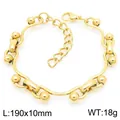 Golden stainless steel bead twisted chain bracelet with adjustable extension chain - KB188226-Z