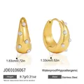 Dettaglio dimensioni di orecchini a cerchio in acciaio inossidabile oro 18K con perle. - 1 Paio (1.83cm)