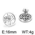 Silberne Lebensbaum-Ohrstecker aus Edelstahl, 16 mm Durchmesser, hohles Design mit Kristall - Baum des Lebens Hohlstecker (KE50973-K)