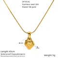 Close-up detail view of 18k gold plated strawberry pendant necklace with dimensions - Strawberry (SP1053G)