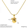 Detailed measurements and 304 stainless steel material specs for gold lemon necklace - Lemon (SP1054G)