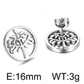 Edelstahl Lebensbaum Ohrstecker mit 16mm Durchmesser und 3g Gewicht - Baum des Lebens Hohlstecker (KE63243-K)