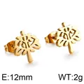 Goldfarbene Lebensbaum-Ohrstecker aus Titanstahl mit filigranem Hohldesign - Baum des Lebens Hohlstecker (KE86564-K)