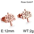 Elegante Ohrstecker Lebensbaum aus rosévergoldetem Titanstahl mit 12 mm Durchmesser - Baum des Lebens Hohlstecker (KE86565-K)