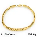 Elegant 3mm gold plated stainless steel Franco chain bracelet for men and women. - 190mm / Gold