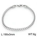 Silver stainless steel 3mm franco chain bracelet with 190mm length and 6g weight - 190mm / Silver