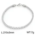 Silver stainless steel 3mm franco chain bracelet, length 210mm, weight 7g - 210mm / Silver