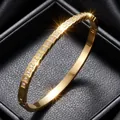 Elegant 18K gold plated stainless steel bangle bracelet with square diamond patterns - Irregular Inlaid Zircon Style / Gold