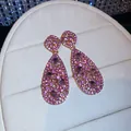 Elegante roze druppeloorbellen met glinsterende strass-steentjes in goudkleur - Gouden Holle Waterdruppel Zirconia Stijl (57#) / Goud-Roze