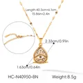 Dimensioni dettagliate della collana vintage con ciondolo occhio del male smaltato - marrone vintage