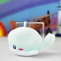 Adorable mini light blue plush whale keychain charm for backpack and bag decoration - Blue