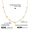 Detailansicht der 18K vergoldeten Edelstahlkette mit Sternen und Zirkoniasteinen. - Fünfzackiger Stern Stil (JDN0207066) / Gold