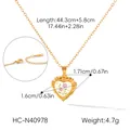 Détails de taille pour collier pendentif cœur doré à motifs floraux violets - Style Floral Violet (HC-N40978)