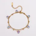 Detail view of double-layer stainless steel bracelet with iridescent teardrop beads - 17+5cm / Iridescent Water Drop (Bead Style 1)